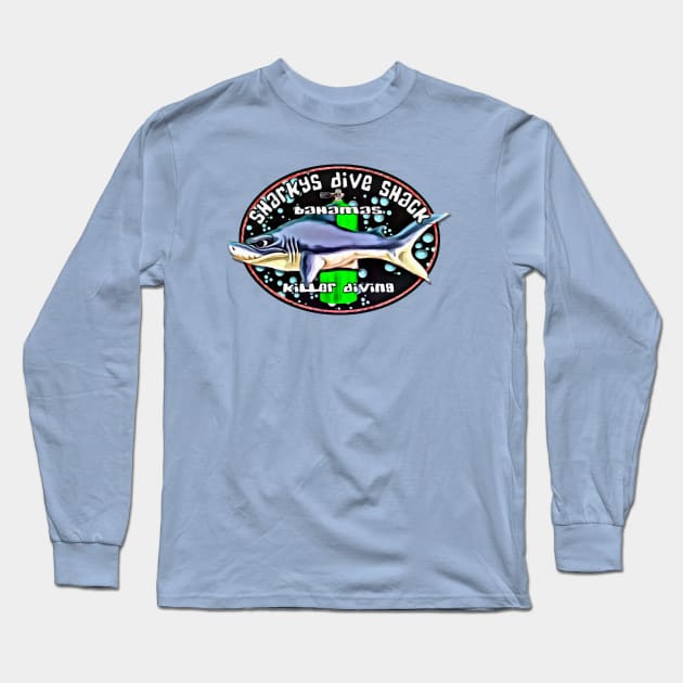 Sharky's Dive Shop Long Sleeve T-Shirt by Digitanim8tor